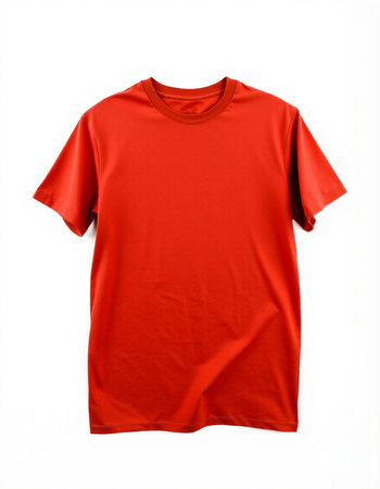 Red t-shirt isolated on white background. Clipping path included.