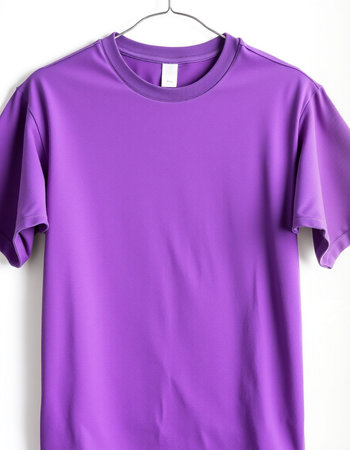 Purple t-shirt on a white background. Clipping path included.の写真素材