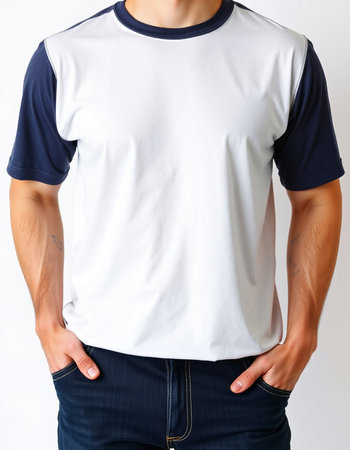 Men's blank white t-shirt with space for your logo or designの写真素材