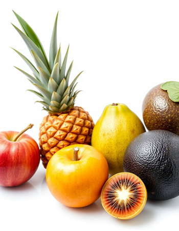 Fruits isolated on white background. Healthy food. Fresh fruits.の写真素材