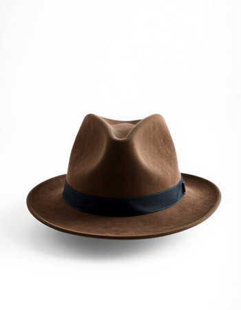 Brown cowboy hat isolated on white background with clipping path and shadow.の写真素材