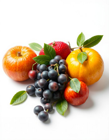 Fruits on a white background. Healthy food. Fresh fruits.