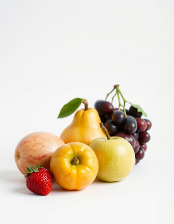 Fruits on a white background. Healthy food. Fresh fruits.の写真素材