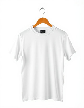 White t-shirt on a hanger isolated on a white background