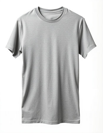 Blank grey t-shirt template isolated on a white background.