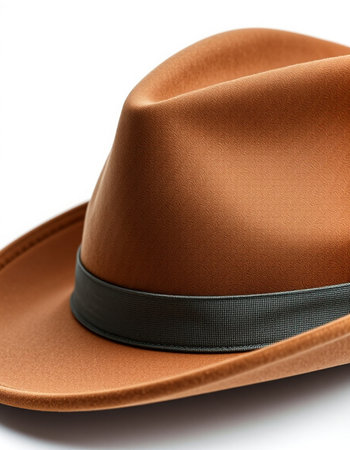 Brown hat isolated on white background. Clipping path included in file.の写真素材