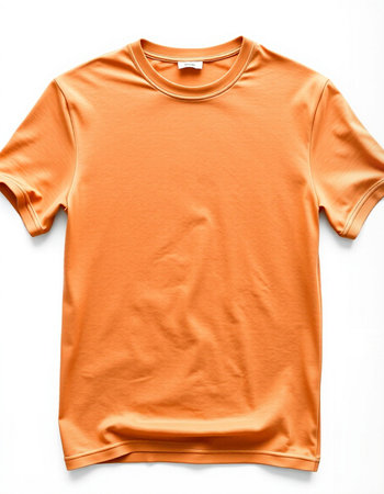 Orange t-shirt isolated on white background. Clipping path included.の写真素材