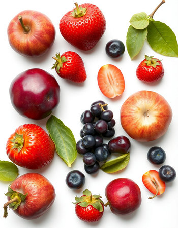 Fruits and berries on a white background. Close-up.の写真素材