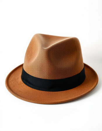 Brown hat isolated on white background. Clipping path included for easy editing.の写真素材