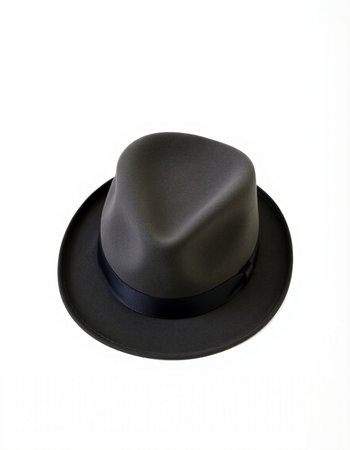 Black top hat isolated on white background with clipping path. Top view.の写真素材