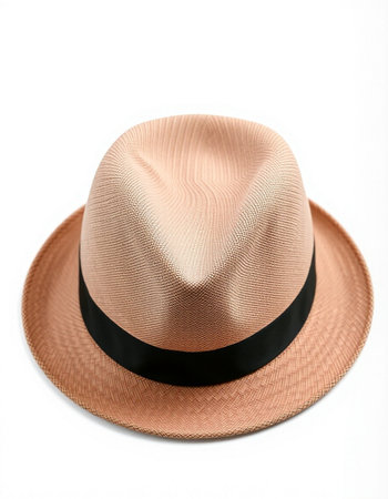 Beige hat isolated on a white background, with clipping path.の写真素材
