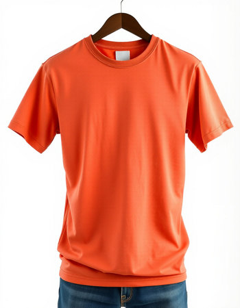 orange t-shirt on a mannequin on a white background