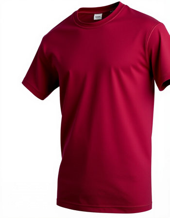 Red t-shirt isolated on a white background, with clipping pathの写真素材