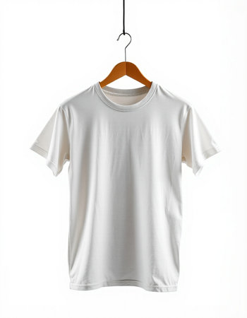 White t-shirt on a hanger isolated on a white background