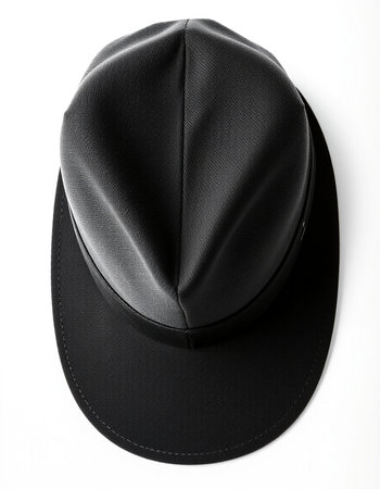 Black baseball cap isolated on a white background. View from above.