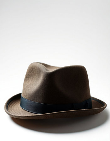 Brown hat isolated on white background. Fashionable men's hat.の写真素材