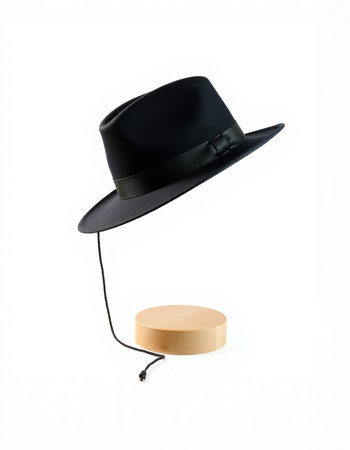 Black hat with black ribbon isolated on a white background. Studio shot.の写真素材