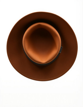 Brown hat isolated on white background with clipping path. Top view.の写真素材