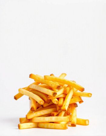 French fries on a white background. Shallow depth of field.の写真素材