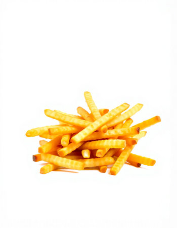 French fries isolated on a white background. Selective focus. Food.