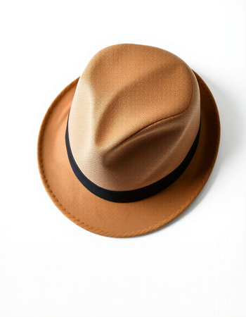 Brown hat isolated on white background with clipping path. Top view.の写真素材
