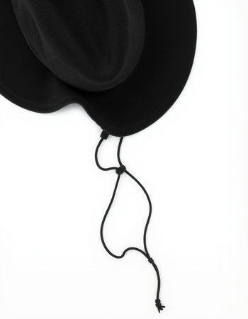 Black hat isolated on white background. Top view. Flat lay.の写真素材