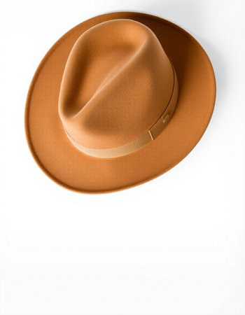Brown hat isolated on white background. 3d render. Top view.の写真素材