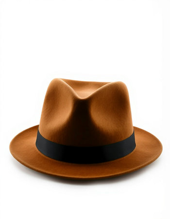 Brown cowboy hat isolated on white background with clipping path and shadow.の写真素材