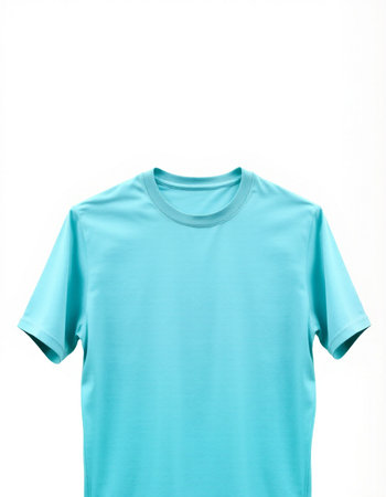 Blue t-shirt isolated on white background. Clipping path included.の写真素材