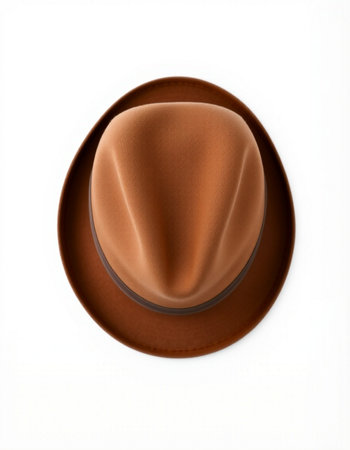 Brown hat isolated on white background. 3d illustration. Top view.の写真素材