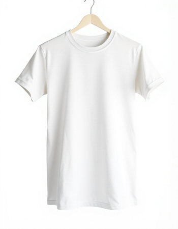 White t-shirt on a hanger isolated on a white background