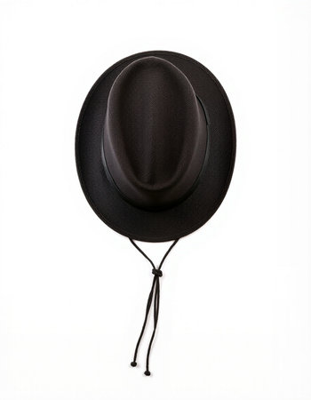 Black hat isolated on a white background. Top view. Flat lay.の写真素材