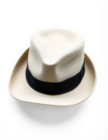 Beige hat isolated on a white background, with clipping path.の写真素材