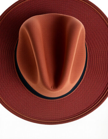 brown hat isolated on white background with clipping path. Top view.の写真素材