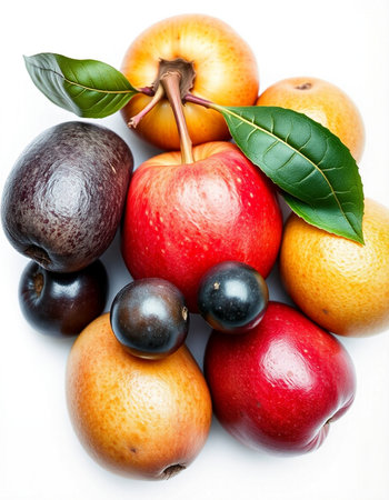Fruits on a white background. Close-up. Selective focus.の写真素材