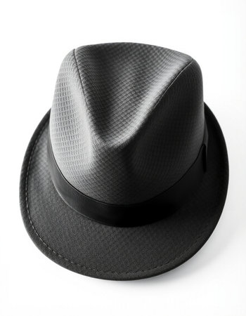 Black hat isolated on a white background. Close-up image.
