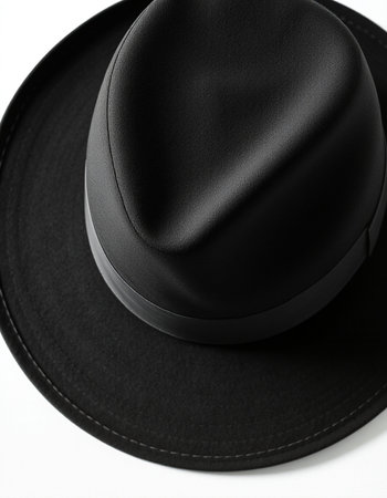 Black hat isolated on white background. Top view. Close up.の写真素材