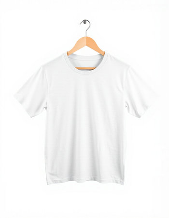 White t-shirt on a hanger isolated on a white background