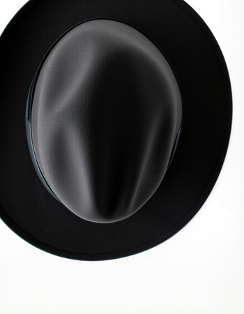 Black hat isolated on white background. Top view. Close up.の写真素材