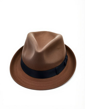 brown hat isolated on a white background with clipping path and shadow.の写真素材