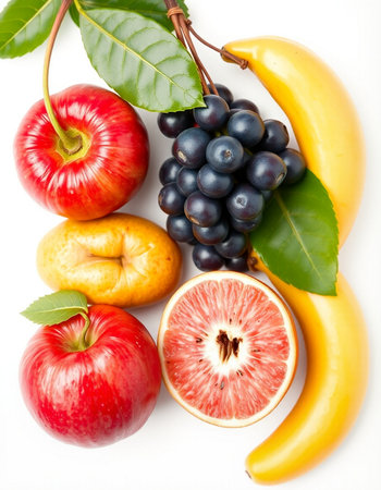 Fruits isolated on a white background. Healthy eating and dieting concept.