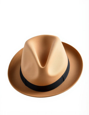Brown hat isolated on white background with clipping path. Top view.の写真素材