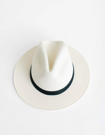 White hat isolated on a white background. Top view. Flat lay.の写真素材
