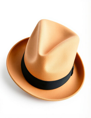 brown hat isolated on white background with clipping path. Top view.の写真素材