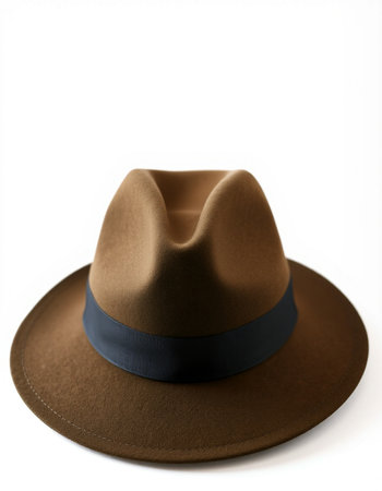 Brown cowboy hat isolated on white background with clipping path and shadow.の写真素材