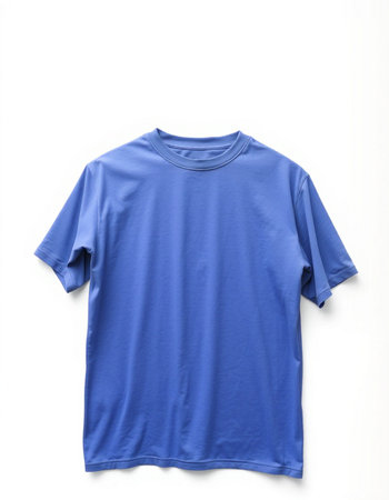 Blue t-shirt on white background. Clipping path included.の写真素材