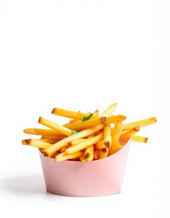 French fries in a bowl isolated on white background. Selective focus.の写真素材