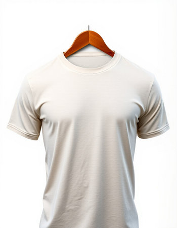 Men's t-shirt on a hanger on a white backgroundの写真素材