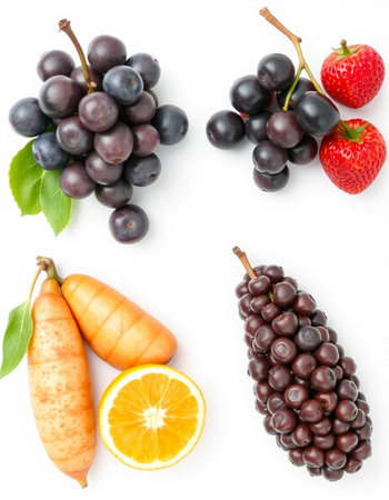Fruits and vegetables isolated on a white background. Healthy food.の写真素材