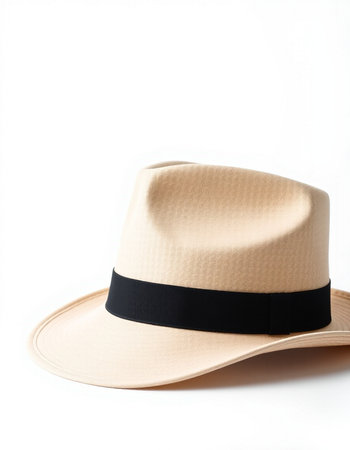 Beach hat isolated on white background with clipping path and copy spaceの写真素材